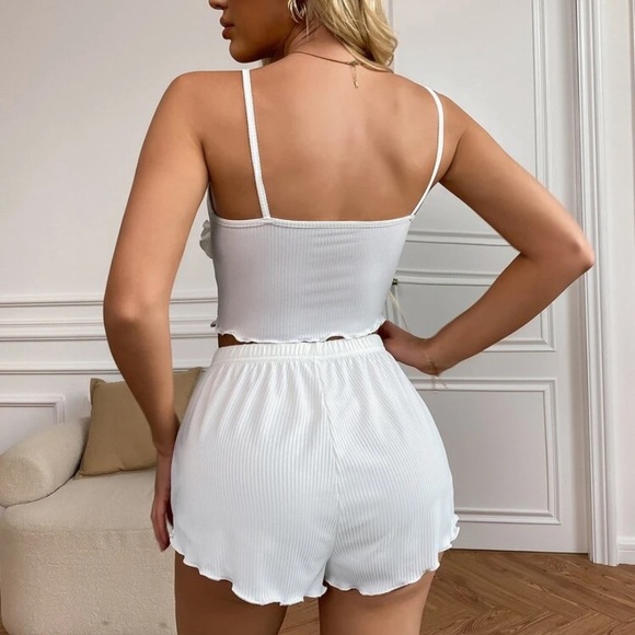Shein lettuce trim cami top and shorts pj set - Picture 2 of 7